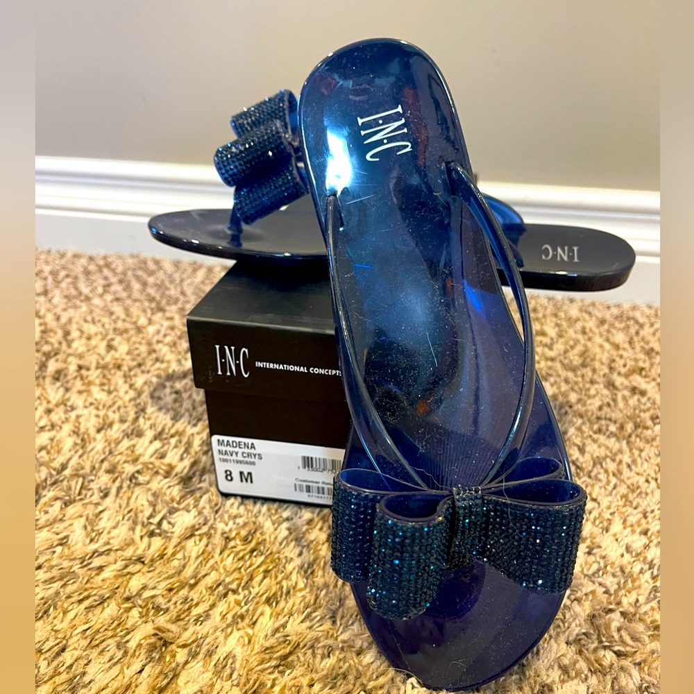 INC navy blue jelly sandals